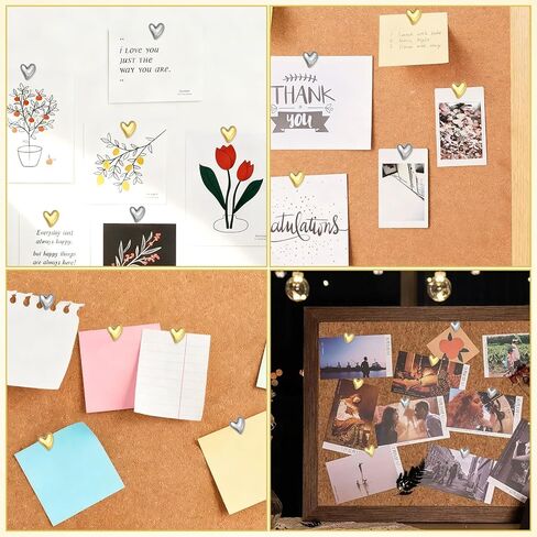 60Pcs Cute Decorative Push Pins Gold Silver Heart Thumb Tacks Pins for Bulletin Board Cork Notice Decor Thumbtacks Supplies for Wall Home Office Posters Photos Postcards Maps Fixing in Saudi Arabia