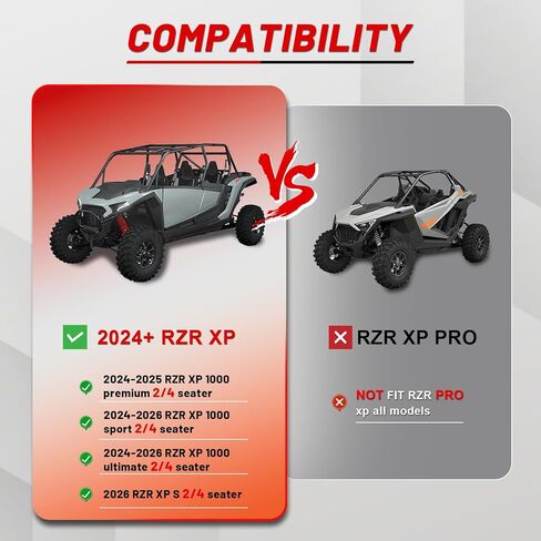 غطاء مقعد StarknightMT 2024+ RZR XP، مقاوم للماء، ومضاد للأشعة فوق البنفسجية، ومقاوم للتمزق متوافق مع Polaris XP 1000 2026 2025 2024 مع جيب أسود وأحمر مع جيب حماية 1680D in Kuwait