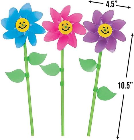Smiling Flower Pinwheels (Set of 36) Bright Assorted Colors in Kuwait
