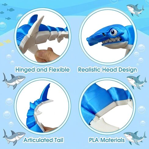 3D Printed Sea Animals - Articulated Hammerhead Shark Toys, Ocean Animals, Flexible Animals Toy Statue, Movable Joints, Desk Home Office Decor, Ideal Birthday in Kuwait