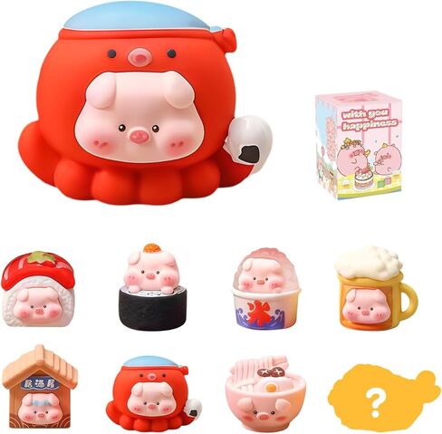3 Pcs Izakaya Food Piggy Blind Box, Cute Food Themed Pig Desk Decor, Cute Pig Collectible Toys, Ornament Gift, Single Box in Kuwait