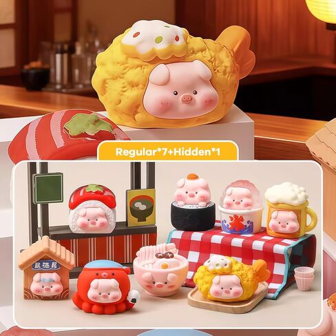 3 Pcs Izakaya Food Piggy Blind Box, Cute Food Themed Pig Desk Decor, Cute Pig Collectible Toys, Ornament Gift, Single Box in Kuwait