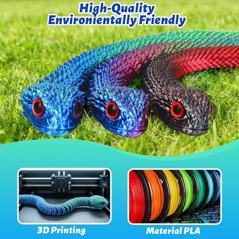 3D-Printed Articulated Snake Toy, 30-Inch Realistic Python with Movable Joints, Red and Black Gradient Design, Home Office Desk Decoration in Kuwait