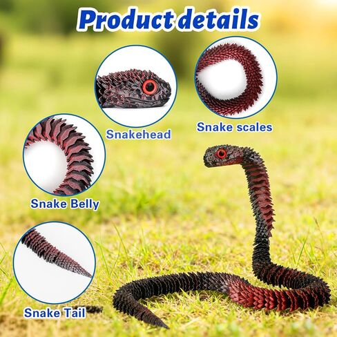 3D-Printed Articulated Snake Toy, 30-Inch Realistic Python with Movable Joints, Red and Black Gradient Design, Home Office Desk Decoration in Kuwait