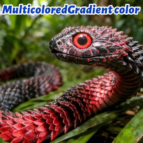 3D-Printed Articulated Snake Toy, 30-Inch Realistic Python with Movable Joints, Red and Black Gradient Design, Home Office Desk Decoration in Kuwait