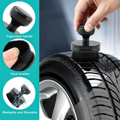 2 Pack Car Tire Shine Applicator, Vegan Tire Shine Applicator with Curved Brush Head Portable Car Tire Brush with Seal Cover Design for Vehicles Tire Shine Polish Wax and Car Wash in Saudi Arabia