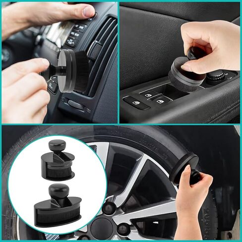 2 Pack Car Tire Shine Applicator, Vegan Tire Shine Applicator with Curved Brush Head Portable Car Tire Brush with Seal Cover Design for Vehicles Tire Shine Polish Wax and Car Wash in Saudi Arabia