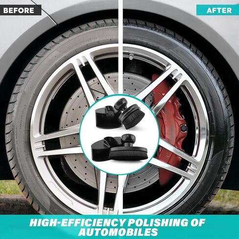 2 Pack Car Tire Shine Applicator, Vegan Tire Shine Applicator with Curved Brush Head Portable Car Tire Brush with Seal Cover Design for Vehicles Tire Shine Polish Wax and Car Wash in Saudi Arabia
