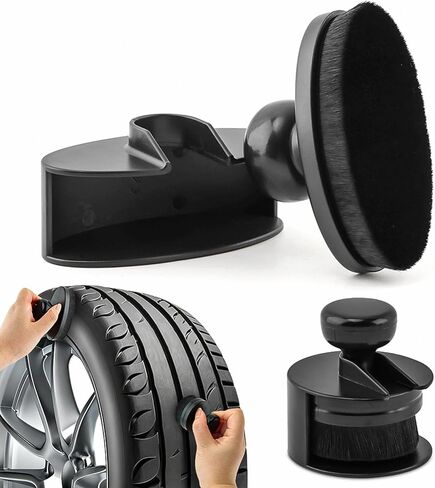 2 Pack Car Tire Shine Applicator, Vegan Tire Shine Applicator with Curved Brush Head Portable Car Tire Brush with Seal Cover Design for Vehicles Tire Shine Polish Wax and Car Wash in Saudi Arabia