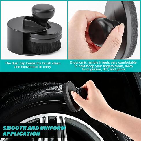 2 Pack Car Tire Shine Applicator, Vegan Tire Shine Applicator with Curved Brush Head Portable Car Tire Brush with Seal Cover Design for Vehicles Tire Shine Polish Wax and Car Wash in Saudi Arabia