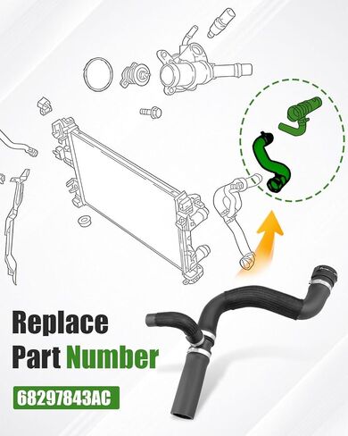 Radiator Inlet Coolant Hose Fit for Jeep Compass 2017 2018 2019 2020 2021 2022 Replace 68297843AC in Kuwait