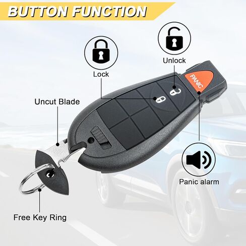 Vurkcy Key Fob Replacement for 2014-2020 Jeep Cherokee Car Keyless Entry Remote Control, GQ4-53T GQ453T, 3 Buttons in Kuwait
