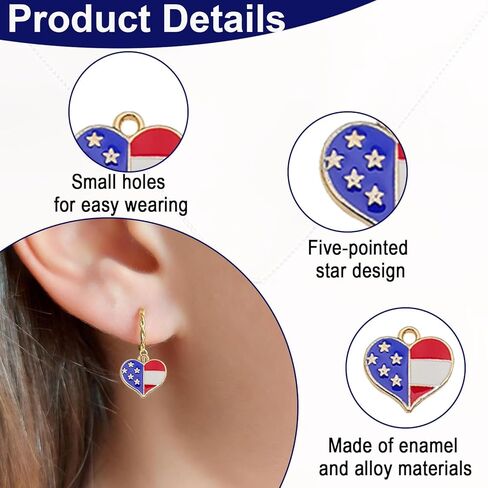 40PCS Patriotic Charms for Jewelry Making – USA Flag Charms Set with Star, Heart, Bow & Flag Shapes, Patriotic Beads for Jewelry Making and DIY Crafts in Saudi Arabia
