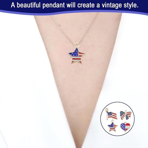 40PCS Patriotic Charms for Jewelry Making – USA Flag Charms Set with Star, Heart, Bow & Flag Shapes, Patriotic Beads for Jewelry Making and DIY Crafts in Saudi Arabia