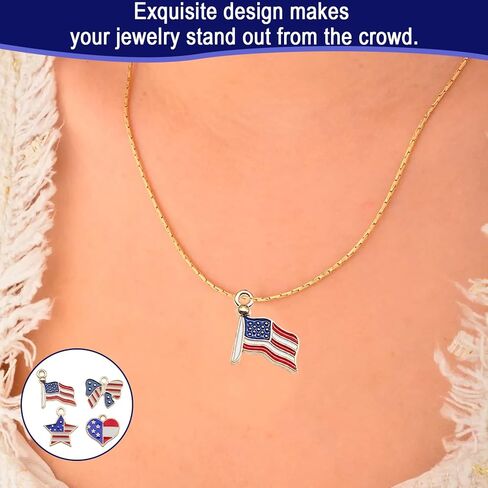 40PCS Patriotic Charms for Jewelry Making – USA Flag Charms Set with Star, Heart, Bow & Flag Shapes, Patriotic Beads for Jewelry Making and DIY Crafts in Saudi Arabia