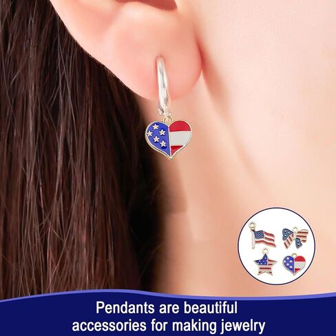 40PCS Patriotic Charms for Jewelry Making – USA Flag Charms Set with Star, Heart, Bow & Flag Shapes, Patriotic Beads for Jewelry Making and DIY Crafts in Saudi Arabia