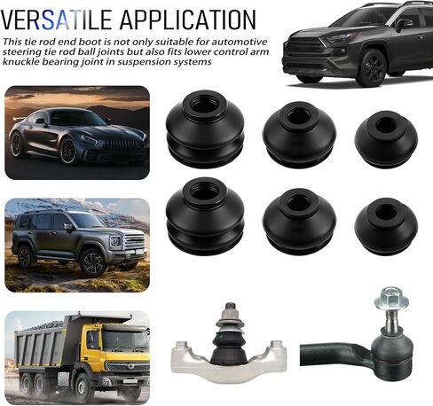 6PCS Car Ball Joint Boot Replacement,3 Sizes Car Tie Rod Boot Kit for Waterproof and Dustproof Protection,Rubber Cars Tie Rod End Boots for Steering Suspension Systems in Saudi Arabia