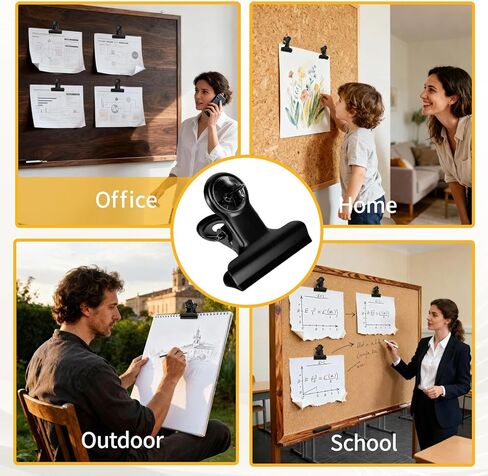 20 Pcs Black Push Pin Clips Heavy Duty Push Pins with Clips Thumb Tacks Clips Metal Cubicle Clips Board Pins No Holes for Bulletin Board Cork Board Photo Wall in Saudi Arabia