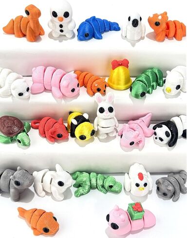 24Pcs 3D Printed Animals Set,Cute Articulated Flexible Figurines Fidget,Christmas Stocking Stuffers Party Favors Gifts for Kids Adults in Kuwait