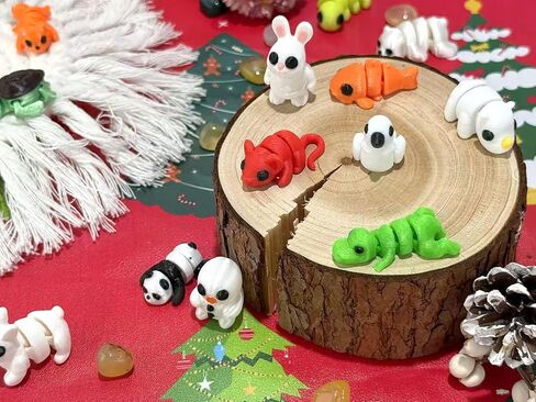 24Pcs 3D Printed Animals Set,Cute Articulated Flexible Figurines Fidget,Christmas Stocking Stuffers Party Favors Gifts for Kids Adults in Kuwait