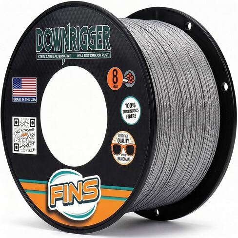 FINS Downrigger Braid - USA Made - Rust-Free Deep Sea Fishing Line, Reduces Blow-Back, No Kink High-Performance Braided Cable Alternative in Saudi Arabia