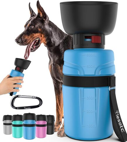 Pet Water Bottle,Dog Travel Water Bottle for Dogs,Upgraded 2 in 1 Drinking Cup Dispenser for Pets,with 2 Collapsible Bowls,Leakproof Foldable Food Bowl for Outdoor Travel Walking Hiking BPA Free in Saudi Arabia