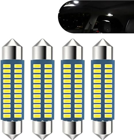 WZP 4PCS 578 LED لمبات، 42 مم 1.65 بوصة لمبة إضاءة LED ساطعة للغاية، 211-2 212-2 569 6411 6451 لمبة إضاءة قبة، عالمية للقبة الداخلية، الخريطة، وأضواء الباب، أضواء السيارة الداخلية (أبيض) in Kuwait