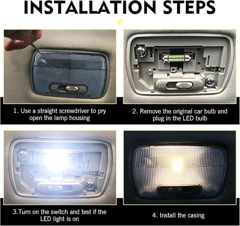 WZP 4PCS 578 LED لمبات، 42 مم 1.65 بوصة لمبة إضاءة LED ساطعة للغاية، 211-2 212-2 569 6411 6451 لمبة إضاءة قبة، عالمية للقبة الداخلية، الخريطة، وأضواء الباب، أضواء السيارة الداخلية (أبيض) in Kuwait
