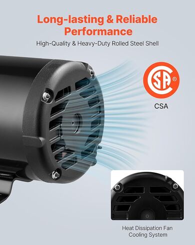 VEVOR 10 HP Electric Motor, 1770RPM Air Compressor Motor, CW/CCW Rotation, 1.375 inch Shaft Diameter, 3.88inch Shaft Length, 40N.m Torque, Three-Phase, 230V/460V, ODP Cooling, 215T Frame in Kuwait