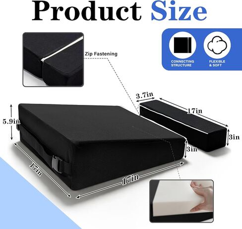 Car Seat Cushion High Density Foam Wedge Car Seat Cushions with Removable Extension pad for Short People to Improve Driving View for Long Driving Travel Washable Cover in Saudi Arabia