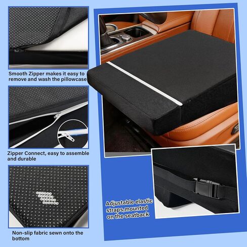 Car Seat Cushion High Density Foam Wedge Car Seat Cushions with Removable Extension pad for Short People to Improve Driving View for Long Driving Travel Washable Cover in Saudi Arabia