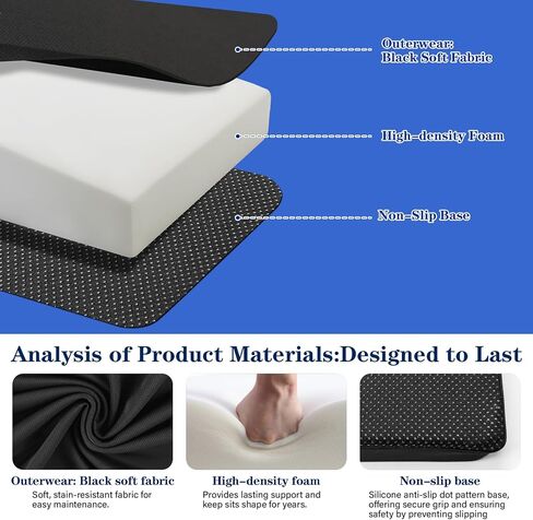 Car Seat Cushion High Density Foam Wedge Car Seat Cushions with Removable Extension pad for Short People to Improve Driving View for Long Driving Travel Washable Cover in Saudi Arabia