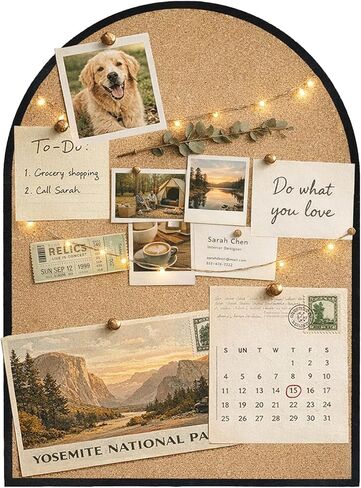 Self-Adhesive Arch Pin Cork Board, 10.4" x 14.4" 1/2" Thick (Black) in Saudi Arabia