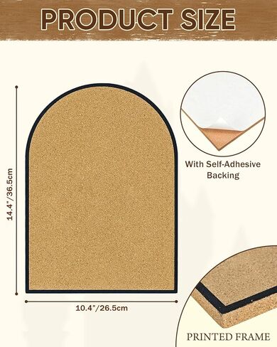 Self-Adhesive Arch Pin Cork Board, 10.4" x 14.4" 1/2" Thick (Black) in Saudi Arabia