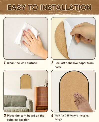 Self-Adhesive Arch Pin Cork Board, 10.4" x 14.4" 1/2" Thick (Black) in Saudi Arabia
