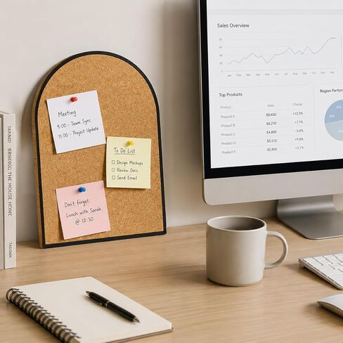 Self-Adhesive Arch Pin Cork Board, 10.4" x 14.4" 1/2" Thick (Black) in Saudi Arabia