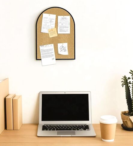 Self-Adhesive Arch Pin Cork Board, 10.4" x 14.4" 1/2" Thick (Black) in Saudi Arabia