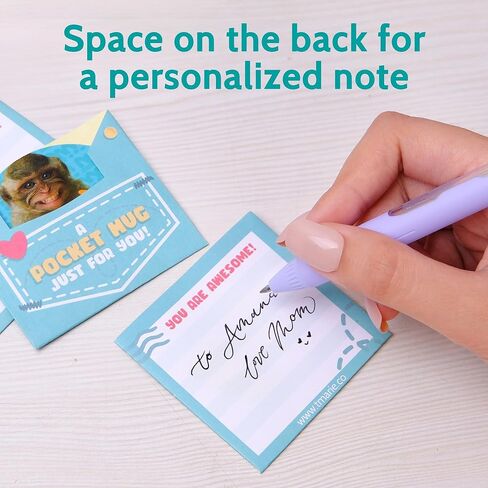 T MARIE 50 Pocket Hugs with Envelopes - 2.5" Mini Cards Tokens of Positivity and Appreciation - Positive Affirmation Gifts for Kids, Grandkids, Friends, Students, Teachers, Random Acts of Kindness in Kuwait