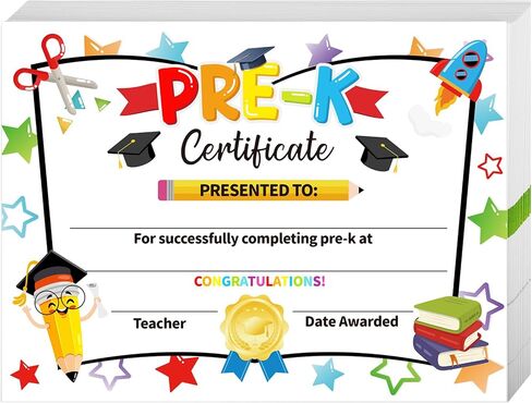 دبلومة التخرج PRE-K 2026، ديكورات التخرج لمرحلة ما قبل المدرسة، 30 قطعة شهادة جائزة التخرج لمرحلة ما قبل المدرسة 2026،8.3 × 11 في شهادة نهاية العام الدراسي للأطفال الطلاب والمعلمين in Kuwait