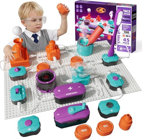 Science Kits for Kids, Electronics Exploration Kit for Kids, 450+ Projects, 45 Parts Circuit Kit, Educational STEM Toys Christmas Birthday Gift for Kids Boys Girls Ages 5 6 7 8 9 10 11 12 in Kuwait