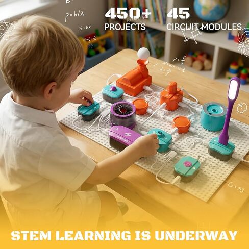 Science Kits for Kids, Electronics Exploration Kit for Kids, 450+ Projects, 45 Parts Circuit Kit, Educational STEM Toys Christmas Birthday Gift for Kids Boys Girls Ages 5 6 7 8 9 10 11 12 in Kuwait