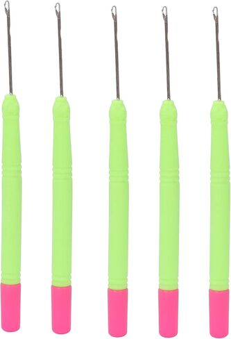 5pcs Plastic Hair Extension Crochet Hook, Hook Crochet Set, Hook Tool for Braiding Hair (Green #2) in Kuwait
