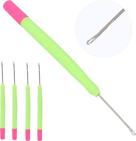 5pcs Plastic Hair Extension Crochet Hook, Hook Crochet Set, Hook Tool for Braiding Hair (Green #2) in Kuwait