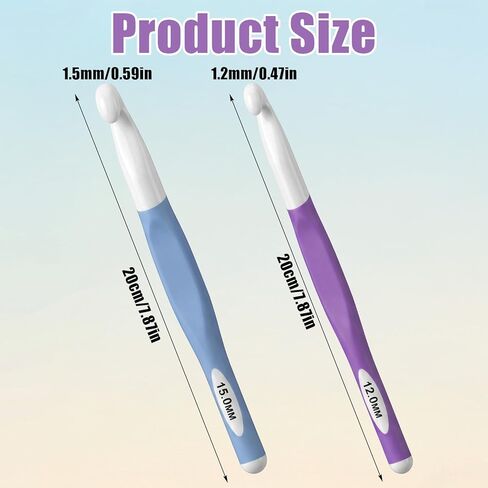 RAHHLIZS 2Pcs Crochet Hooks for Chunky Yarn Fluffer Tool, Long Crochets Needles Big Crochet Hooks for DIY Yarn Weaving and Knitting Blankets Scarves Bags Carpet (12mm, 15mm) in Kuwait