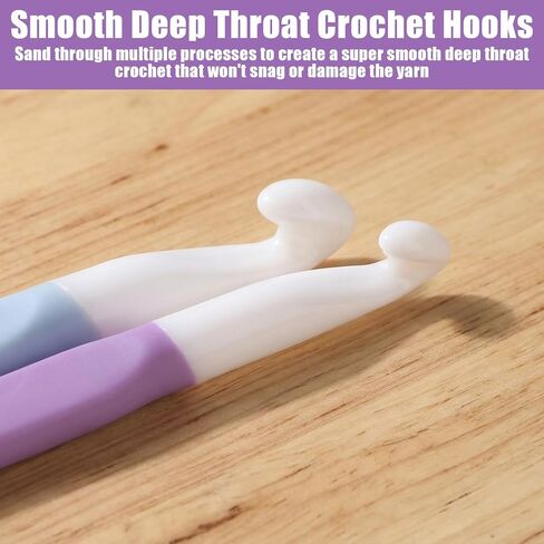RAHHLIZS 2Pcs Crochet Hooks for Chunky Yarn Fluffer Tool, Long Crochets Needles Big Crochet Hooks for DIY Yarn Weaving and Knitting Blankets Scarves Bags Carpet (12mm, 15mm) in Kuwait