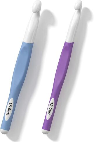 RAHHLIZS 2Pcs Crochet Hooks for Chunky Yarn Fluffer Tool, Long Crochets Needles Big Crochet Hooks for DIY Yarn Weaving and Knitting Blankets Scarves Bags Carpet (12mm, 15mm) in Kuwait