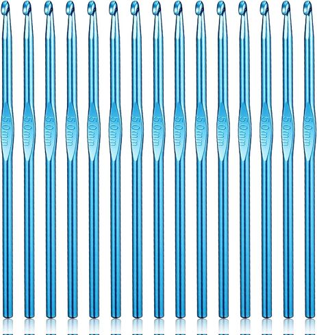 Tyqour 15 PCS Crochet Hooks Ergonomic 5 Mm Crochet Hook Crotchet Hooks Aluminum Small Crocheting Hooks for Beginners, Crochet Needle Set for DIY Yarn Crafts in Kuwait