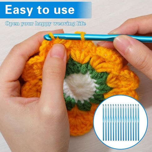 Tyqour 15 PCS Crochet Hooks Ergonomic 5 Mm Crochet Hook Crotchet Hooks Aluminum Small Crocheting Hooks for Beginners, Crochet Needle Set for DIY Yarn Crafts in Kuwait