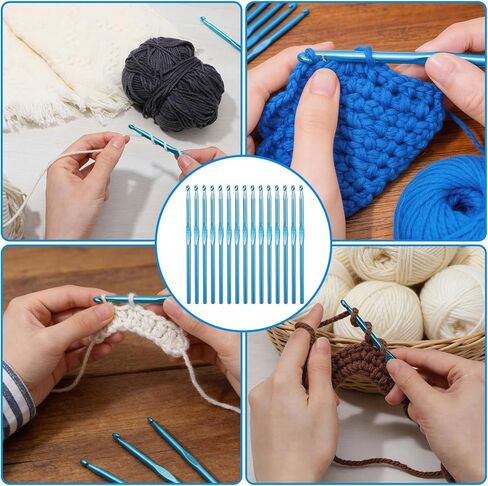 Tyqour 15 PCS Crochet Hooks Ergonomic 5 Mm Crochet Hook Crotchet Hooks Aluminum Small Crocheting Hooks for Beginners, Crochet Needle Set for DIY Yarn Crafts in Kuwait