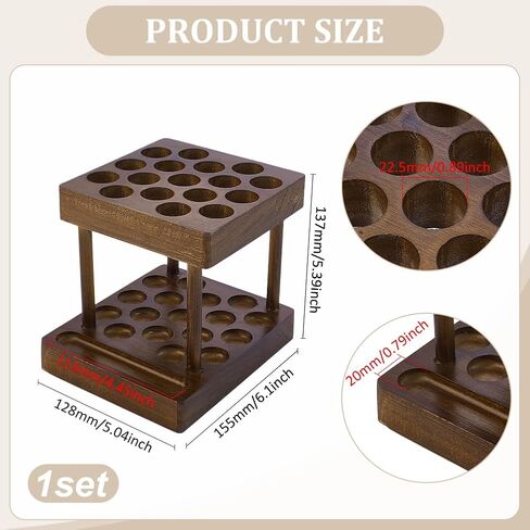 FINGERINSPIRE Wooden Crochet Hooks Holder Square Crochet Hook Crafts Organizer With 17 Holes Coconut Brown Pine Wood Knitting Tool Holder Sewing Supplies Storage for Knitting Needles in Kuwait